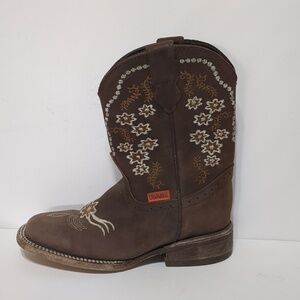 Chaparral brown sunflower western boots kids size Mex 19 US 13